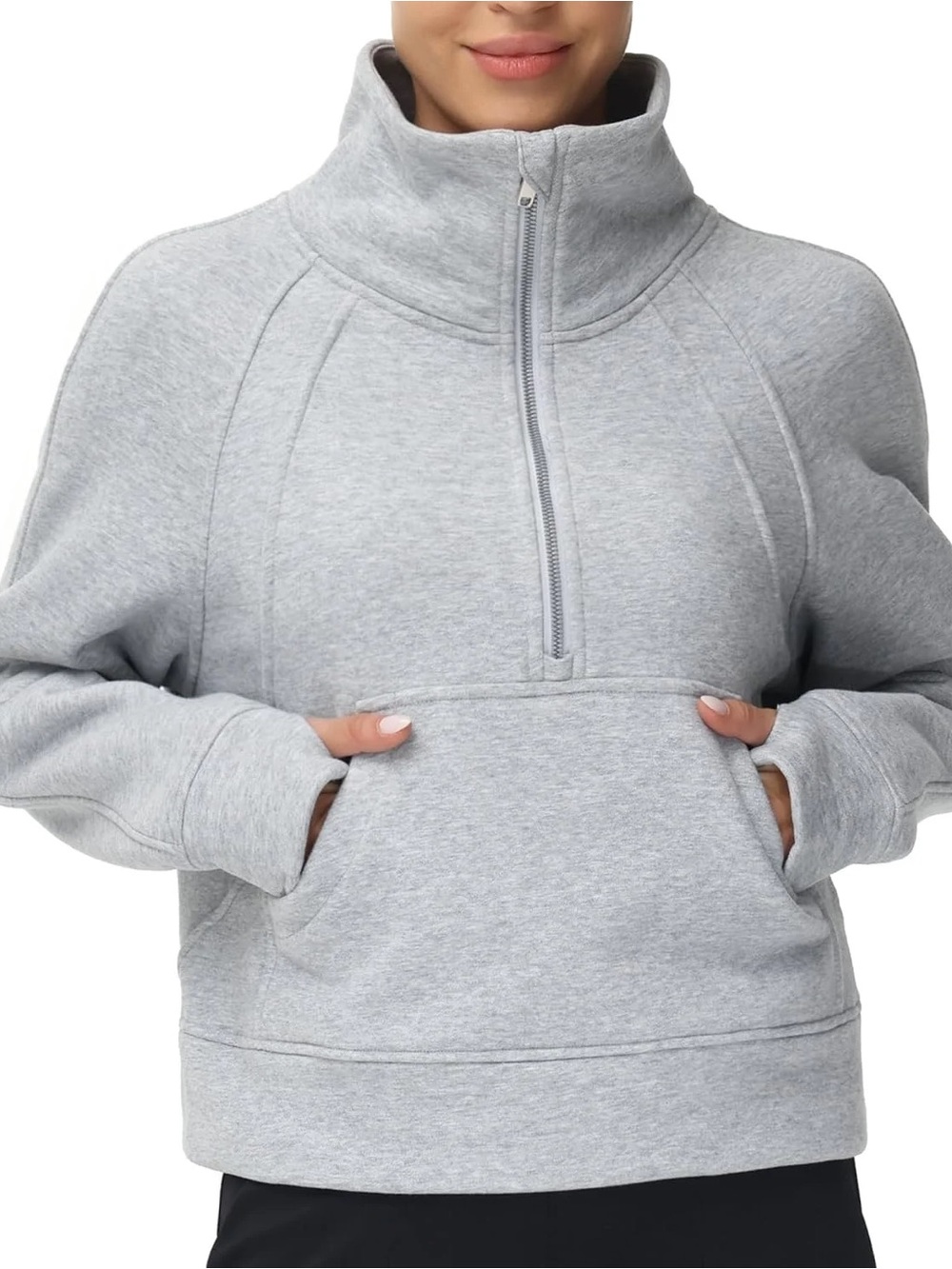 Cropped Soft & Thick 3/4 Zip Sweater